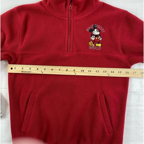DISNEY PARKS Mickey Mouse 1/4 Zip Up Embroidered Fleece Sz Youth Medium - Picture 7 of 11